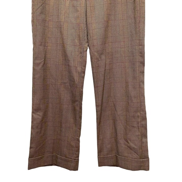Ninety Women's Sz 4 Brown Fall Plaid Houndstooth Straight Leg Trousers Pants - Picture 3 of 16